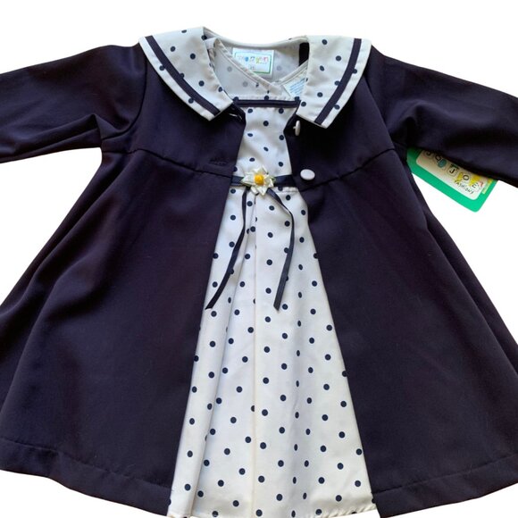 Jodee Fashions Navy Blue & Polka Dot Dress – Size 24 Months (New with Tags) - Picture 1 of 12